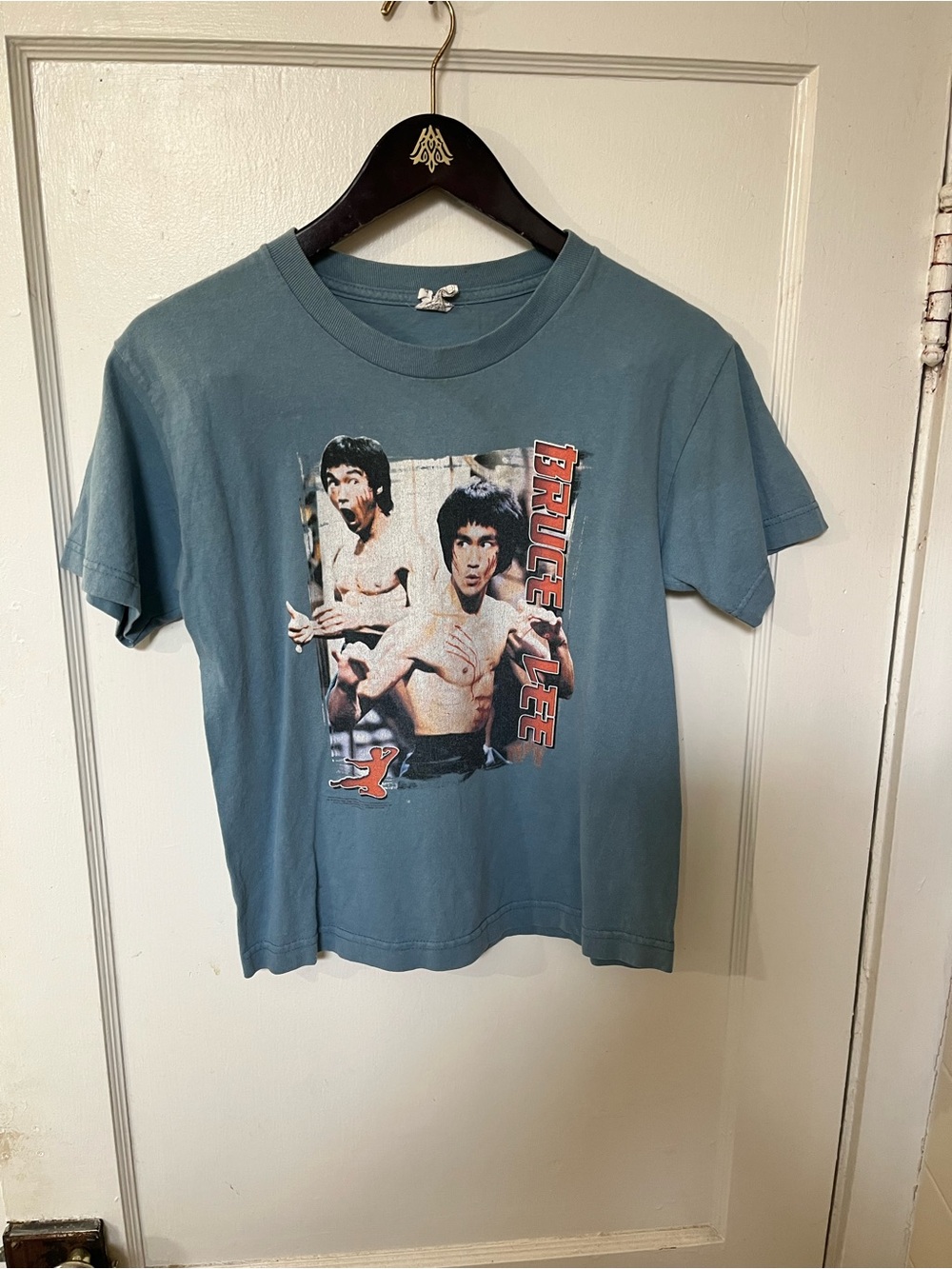 Vintage Bruce Lee Enter The Dragon Graphic Tee Boys M Alstyle EUC Slate Blue